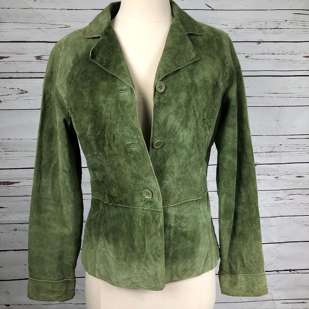 Brandon Thomas Moss Green Suede Leather Jacket
